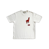 Gucci White Deer Embroidered T-Shirt