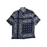 Dior Cactus Jack Navy & White Diamond Bandana Print Silk Button Up Shirt