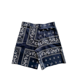 Dior Cactus Jack Navy & White Diamond Bandana Print Silk Shorts