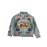 Gucci Blue DIY Custom Embroidered Patch Denim Jacket