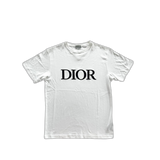 Dior White & Navy Embroidered Logo T-Shirt