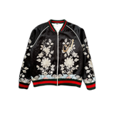 Gucci Black DIY Custom Embroidered Patch Souvenir Bomber Jacket