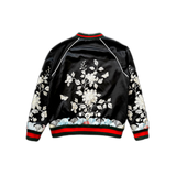 Gucci Black DIY Custom Embroidered Patch Souvenir Bomber Jacket