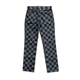 Louis Vuitton Navy Distorted Damier Print Jeans