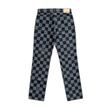 Louis Vuitton Navy Distorted Damier Print Jeans