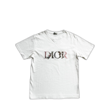 Dior White Floral Logo Embroidered T-Shirt