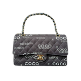 Chanel Black & White Coco Logo Double Flap Bag