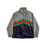 Gucci Beige GG Monogram Striped Windbreaker