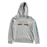 Gucci Grey Dragon Embroidered Logo Hoodie