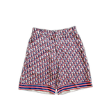 Dior Blue & Red Pixel Oblique Bermuda Silk Shorts