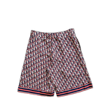 Dior Blue & Red Pixel Oblique Bermuda Silk Shorts