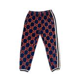 Gucci Navy & Red Chenille GG Monogram Jacquard Track Pants