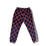 Gucci Navy & Red Chenille GG Monogram Jacquard Track Pants