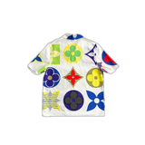 Louis Vuitton White Multicolor Flower Monogram Button Up Shirt