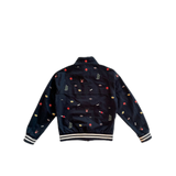 Gucci Navy Mini Logos Embroidered Jacket