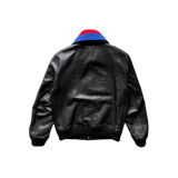 Gucci Black Tiger Head Embroidered Leather Bomber Jacket