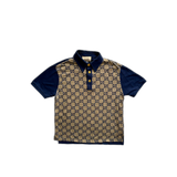 Gucci Navy & Tan GG Monogram Polo Shirt