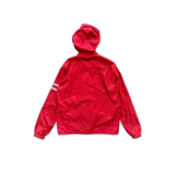 Gucci Red GG Monogram Hooded Bomber Jacket