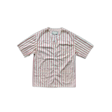 Gucci White & Red Striped GG Monogram Collarless Shirt