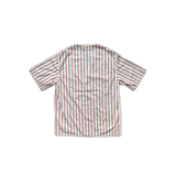 Gucci White & Red Striped GG Monogram Collarless Shirt