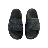 Louis Vuitton Black Embossed Monogram Waterfront Mule Sandals