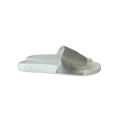 Louis Vuitton White & Silver Monogram Slides