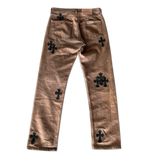 Chrome Hearts Levis Brown & Black Cross Patch Jeans