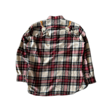 Gucci Beige & Red Plaid Dragon Embroidered Flannel Shirt