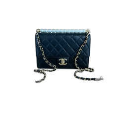 Chanel Black Quilted Lambskin Pearl Flap Bag