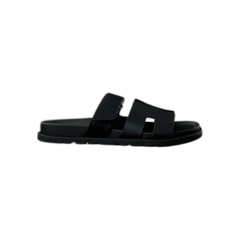 Hermes Black Leather Chypre Sandals