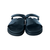 Hermes Black Leather Chypre Sandals