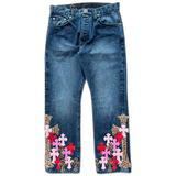 Chrome Hearts Blue Multicolor Cross Patch Jeans