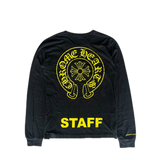 Chrome Hearts Black & Yellow Staff Horseshoe Logo Longsleeve T-Shirt