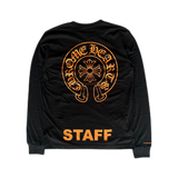 Chrome Hearts Black & Orange Staff Horseshoe Logo Longsleeve T-Shirt