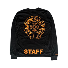 Chrome Hearts Black & Orange Staff Horseshoe Logo Longsleeve T-Shirt