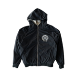 Chrome Hearts Black & Grey Reversible Hooded Bomber Jacket