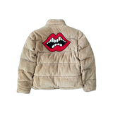 Chrome Hearts Beige Corduroy Chomper Puffer Jacket