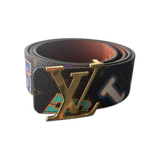 Louis Vuitton NBA Brown Multicolor Letter Monogram Reversible Belt