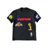 Louis Vuitton NBA Black Embroidered Patches T-Shirt