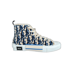 Dior Beige & Blue Oblique Tapestry B23 High Top Sneakers