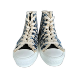 Dior Beige & Blue Oblique Tapestry B23 High Top Sneakers