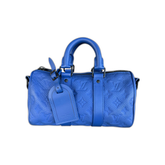 Louis Vuitton Blue Taurillon Monogram Keepall 25