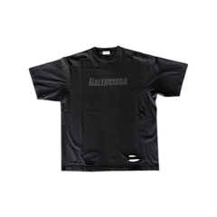 Balenciaga Black Distressed Logo T-Shirt