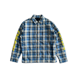 Chrome Hearts Blue & Yellow Script Padded Flannel Jacket