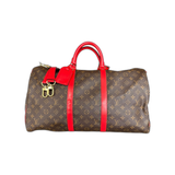 Louis Vuitton Brown & Red Monogram Keepall 50