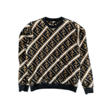 Fendi Brown & Black FF Logo Striped Sweater