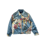 Louis Vuitton Blue Monogram Distressed Floral Workwear Jacket