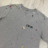 Dior Men’s Grey Paint Splattered T Shirt