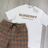 Burberry Men’s White T-shirt & Shorts Set