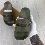 Burberry Logo Men’s Khaki Green Sliders
